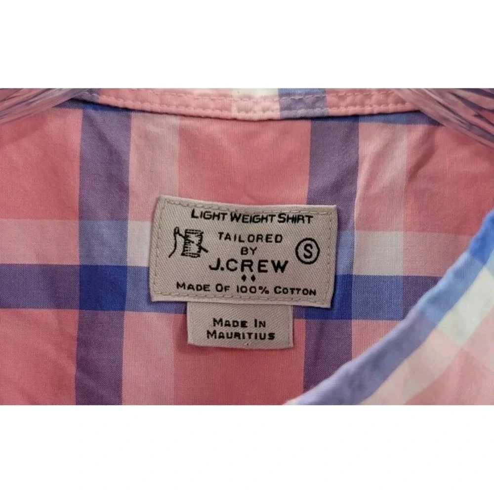 MENS J CREW LIGHTWEIGHT BUTTON‎ UP SHIRT -Pink/Blue Check- SIZE SMALL